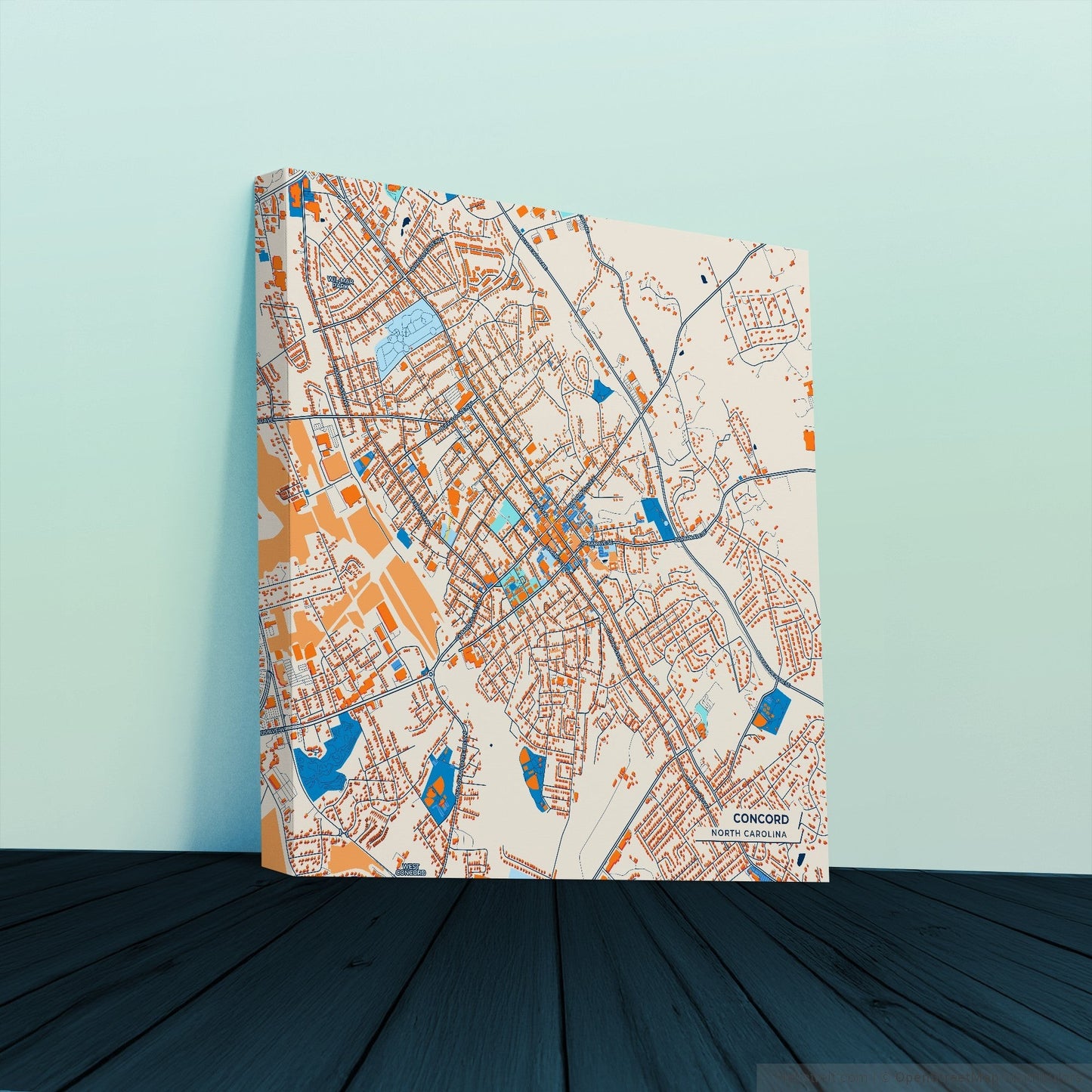 Concord North Carolina Colorful City Map Canvas Print