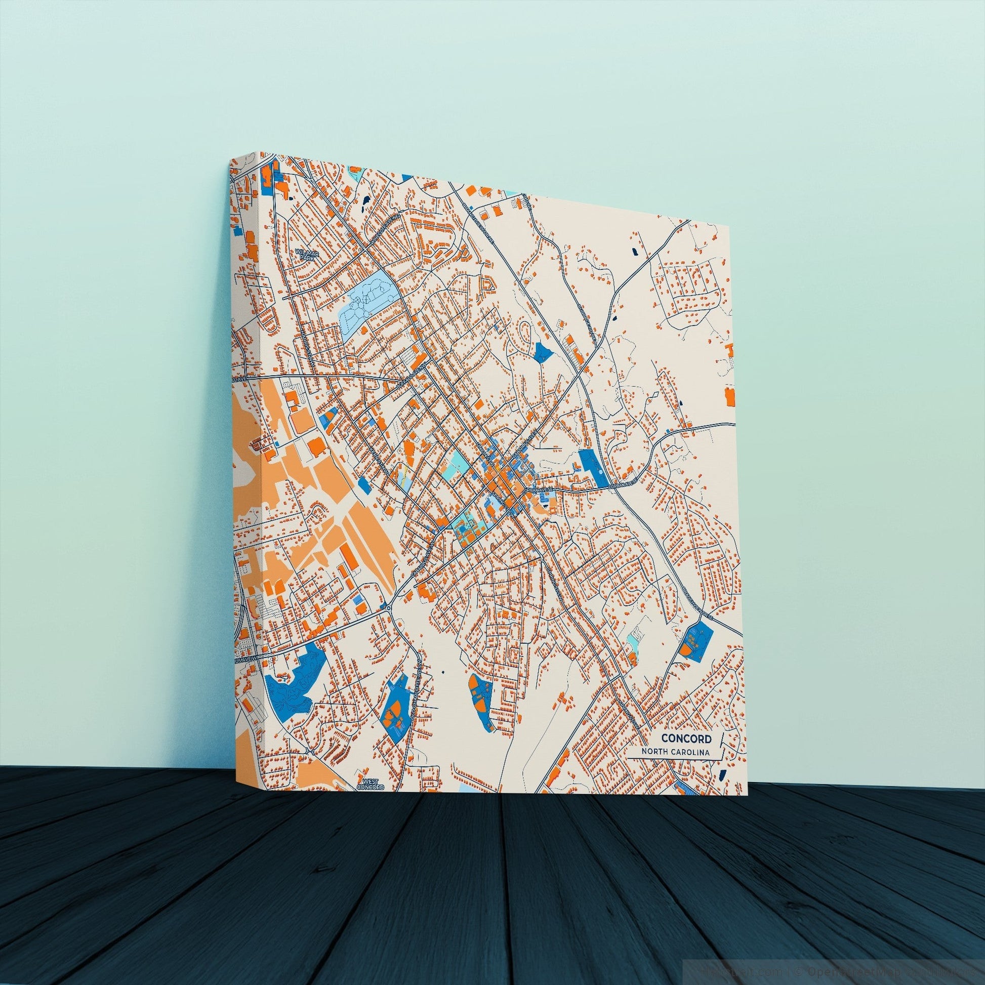 Concord North Carolina Colorful City Map Canvas Print