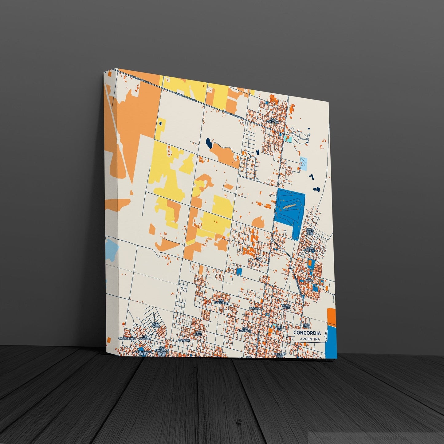Concordia Argentina Colorful City Map Canvas Print