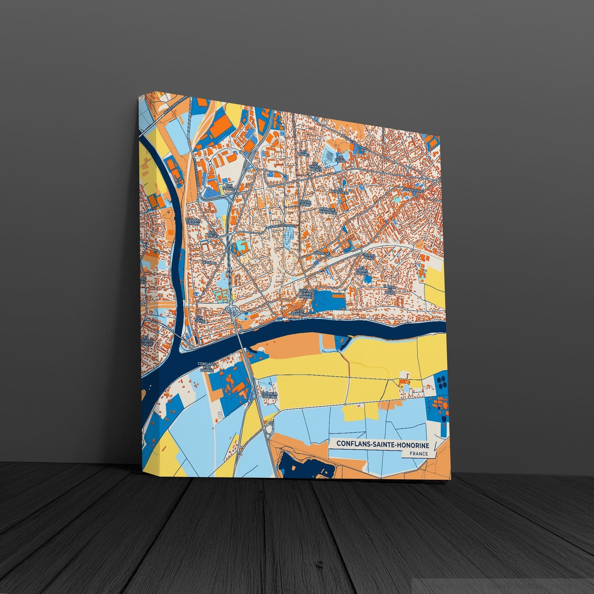 Conflans-Sainte-Honorine France Colorful City Map Canvas Print