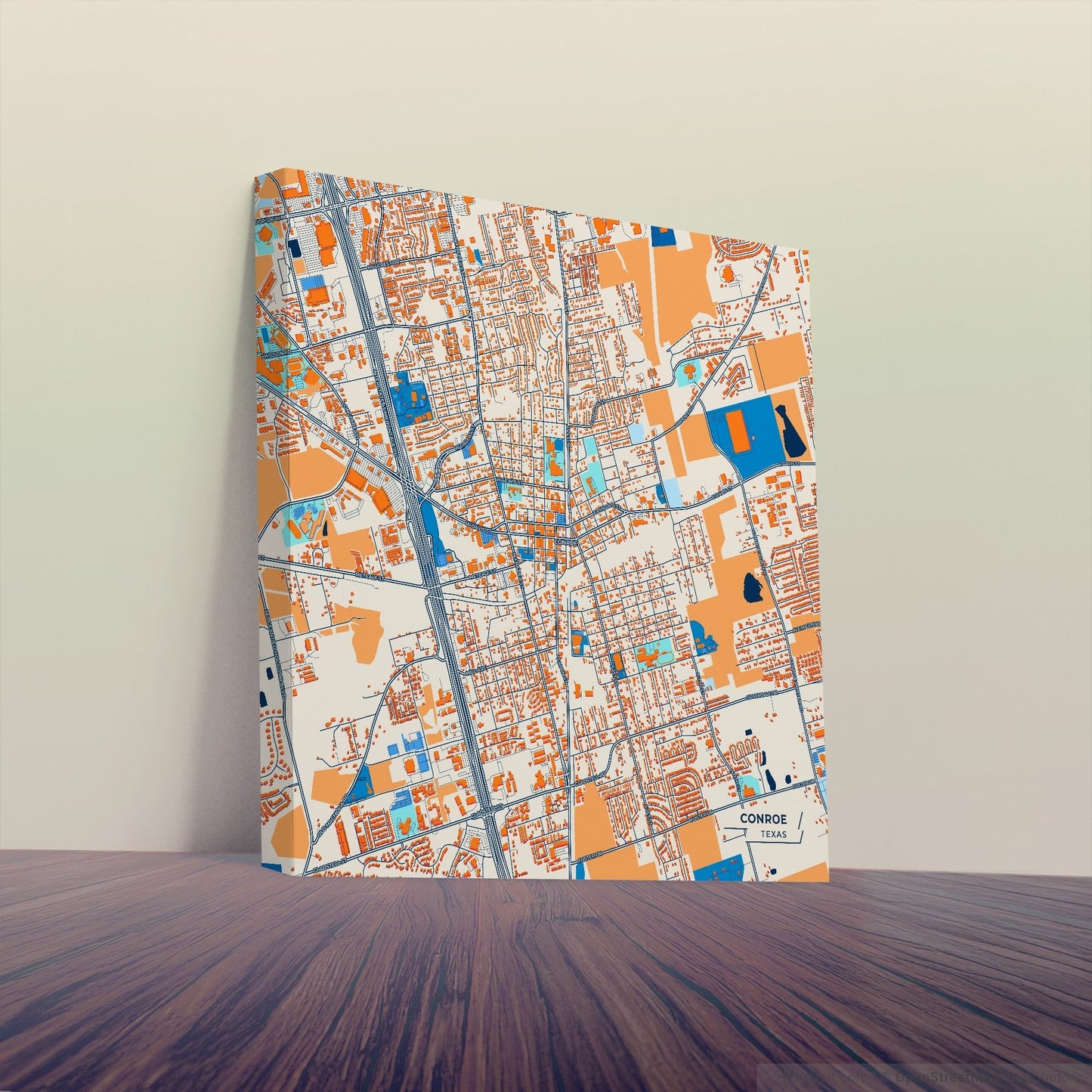 Conroe Texas Colorful City Map Canvas Print