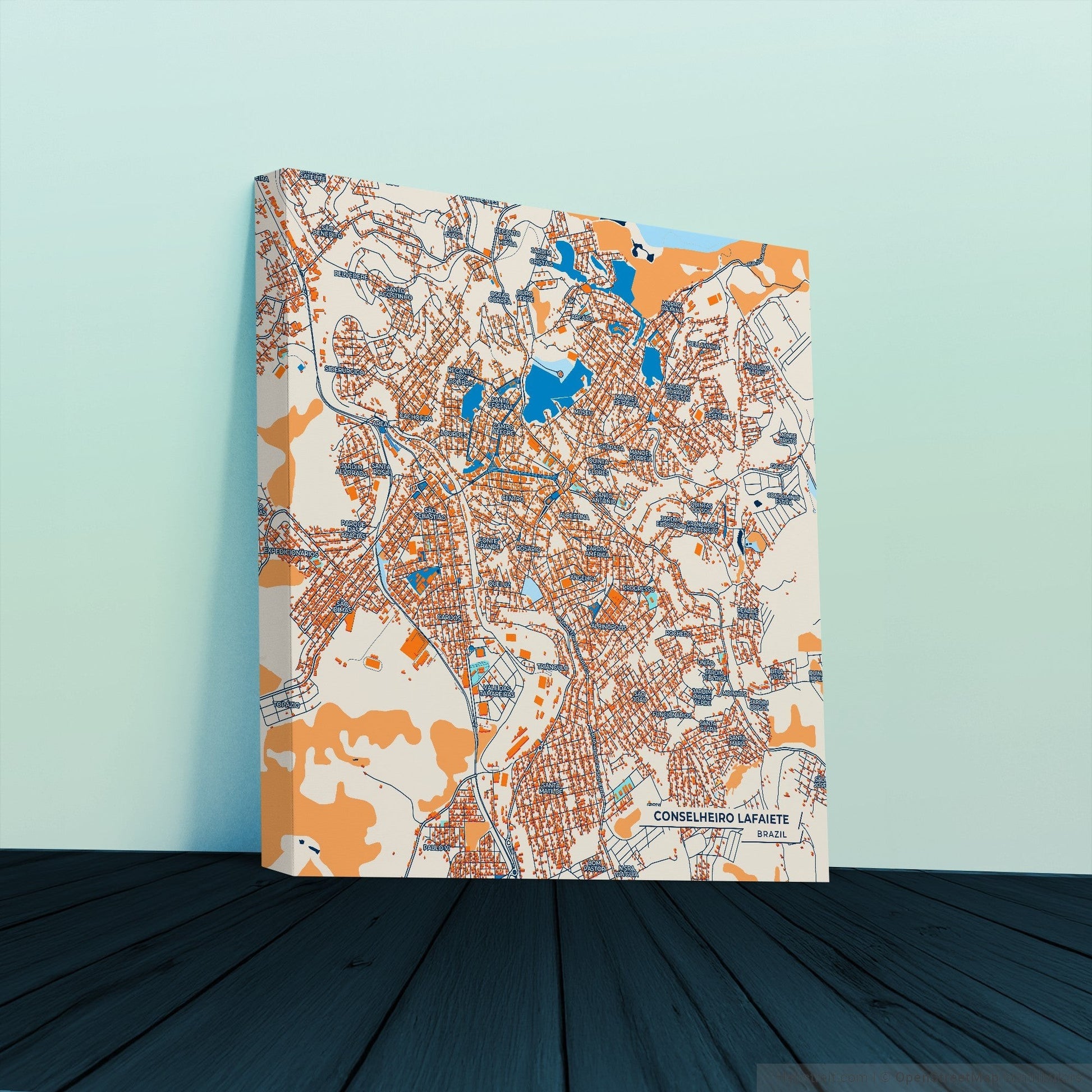 Conselheiro Lafaiete Brazil Colorful City Map Canvas Print