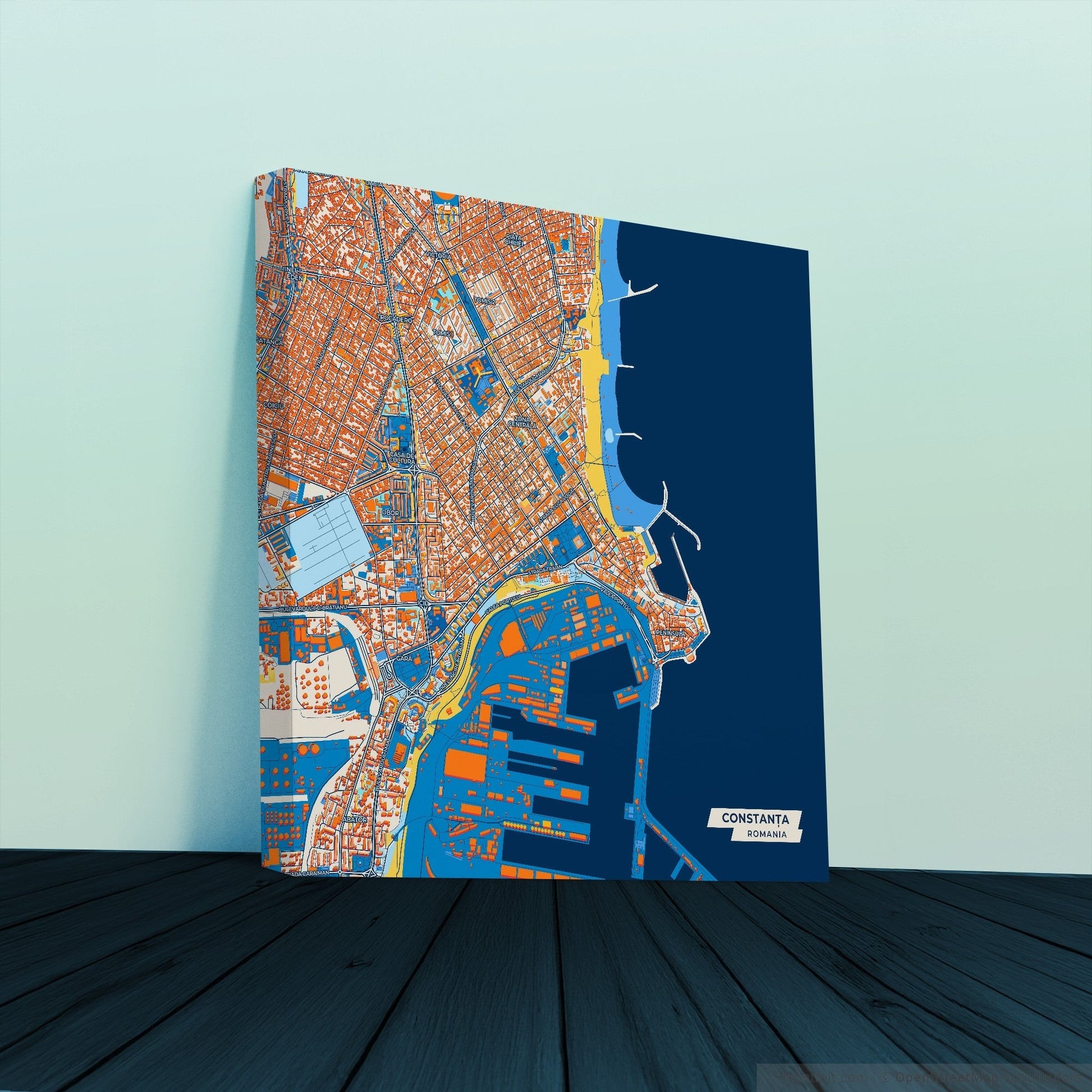 Constanța Romania Colorful City Map Canvas Print
