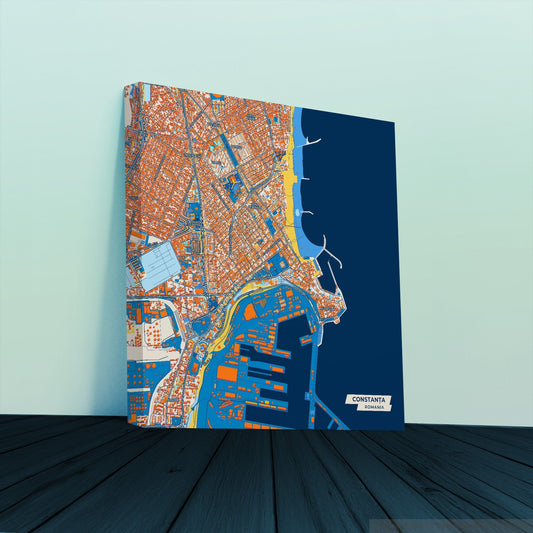 Constanța Romania Colorful City Map Canvas Print