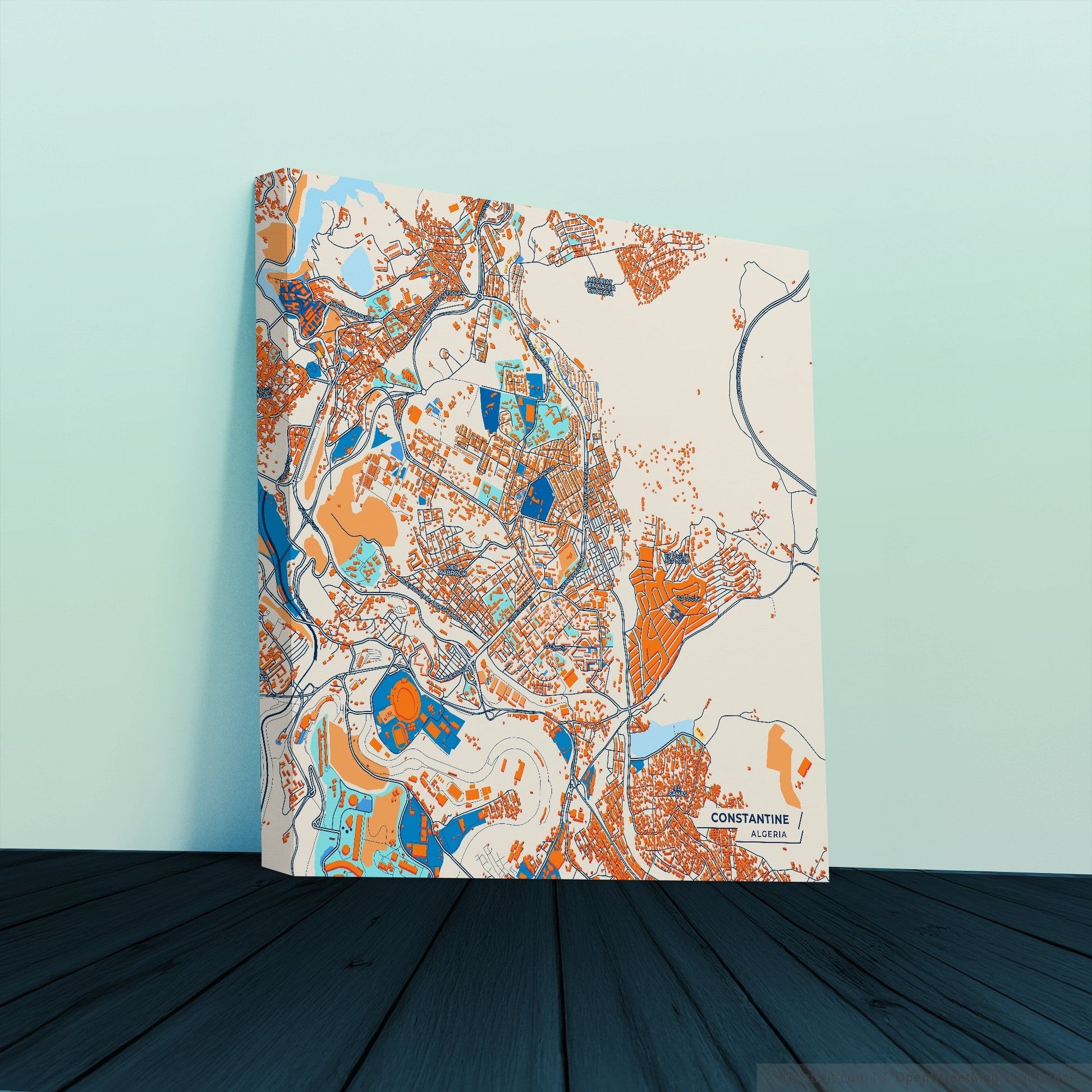 Constantine Algeria Colorful City Map Canvas Print