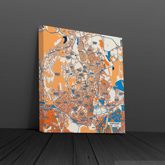 Contagem Brazil Colorful City Map Canvas Print