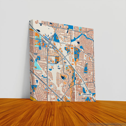 Coon Rapids Minnesota Colorful City Map Canvas Print