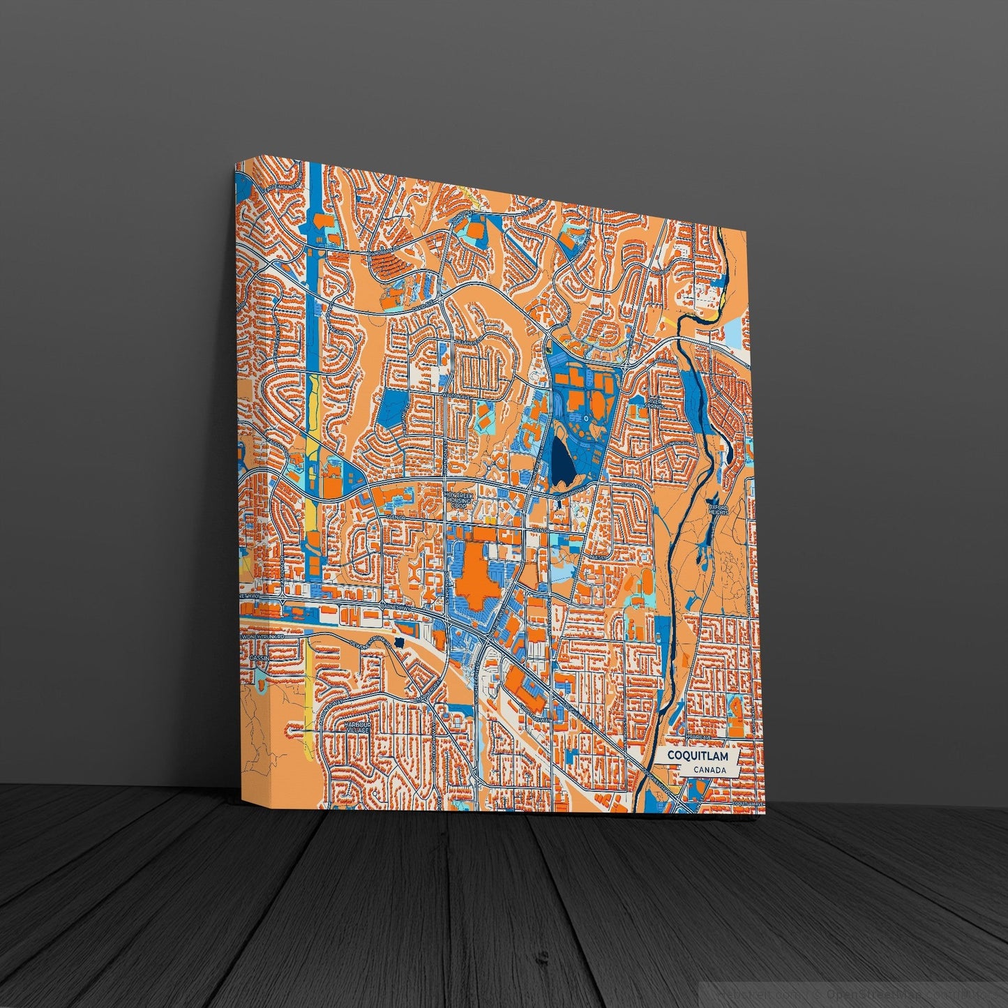 Coquitlam Canada Colorful City Map Canvas Print