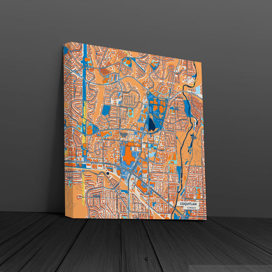 Coquitlam Canada Colorful City Map Canvas Print