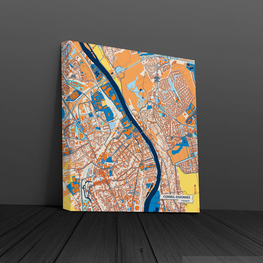 Corbeil-Essonnes France Colorful City Map Canvas Print
