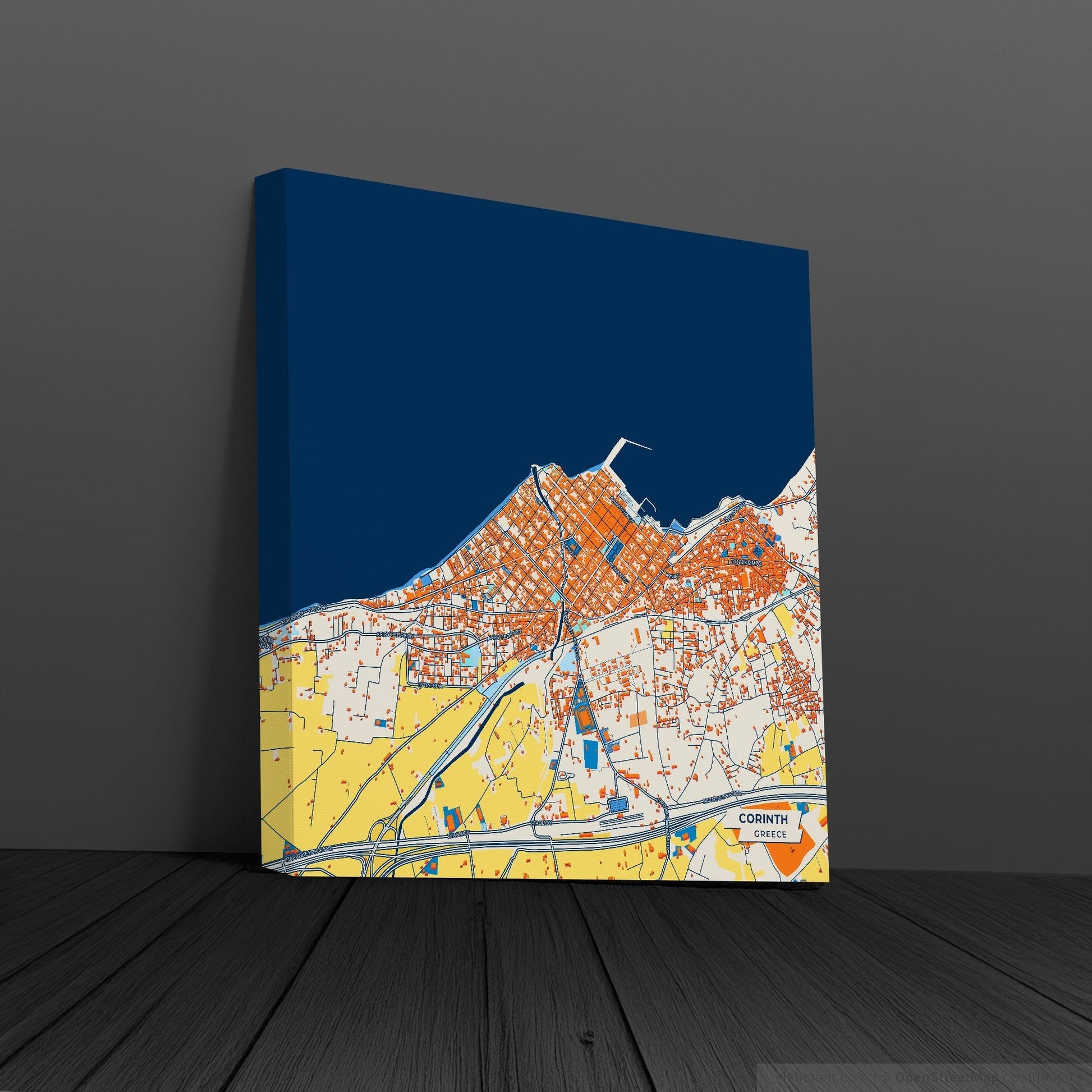 Κορινθος Greece Colorful City Map Canvas Print