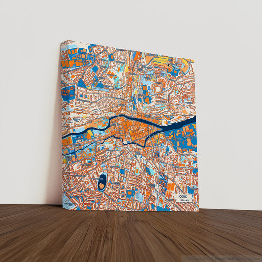 Cork Ireland Colorful City Map Canvas Print