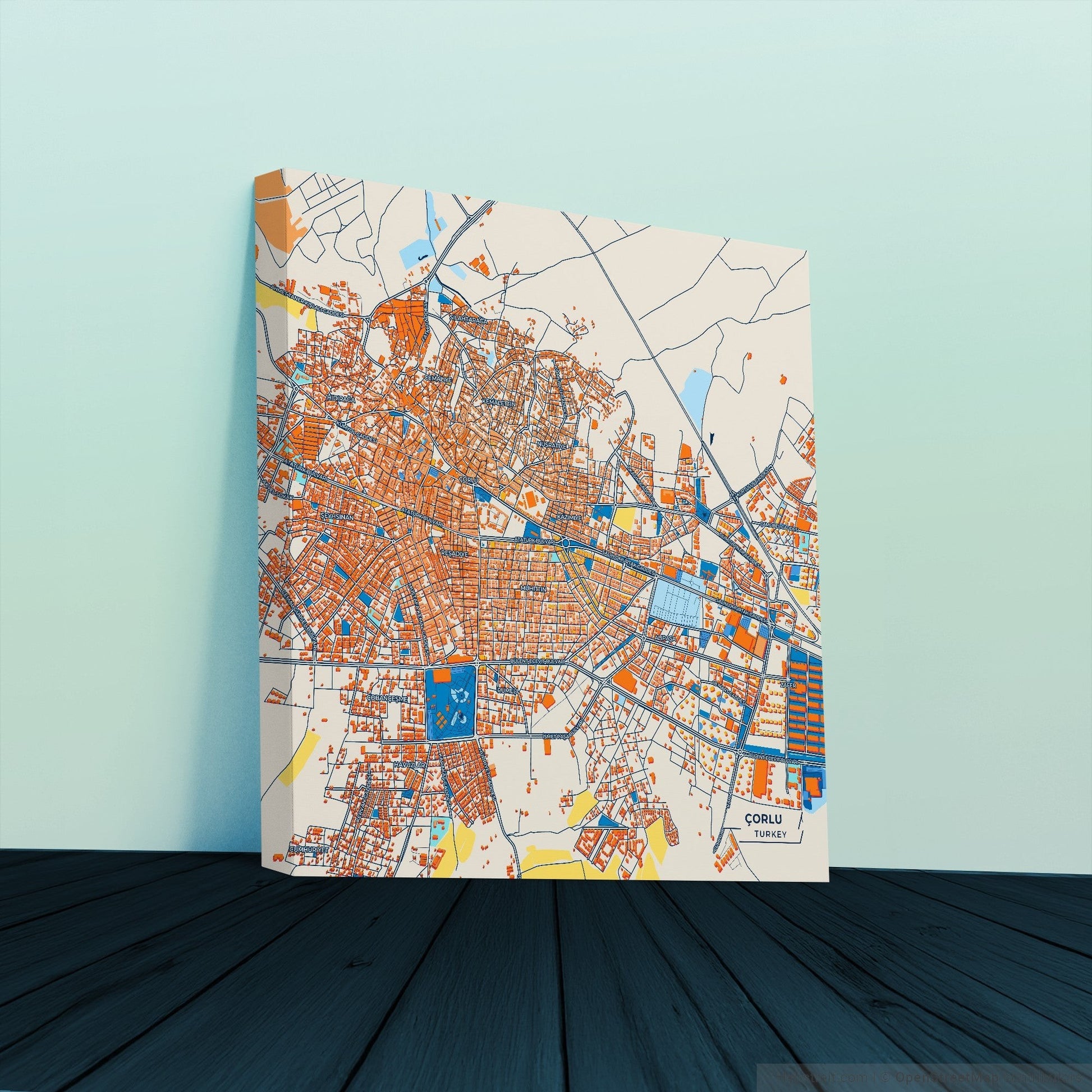 Çorlu Turkey Colorful City Map Canvas Print