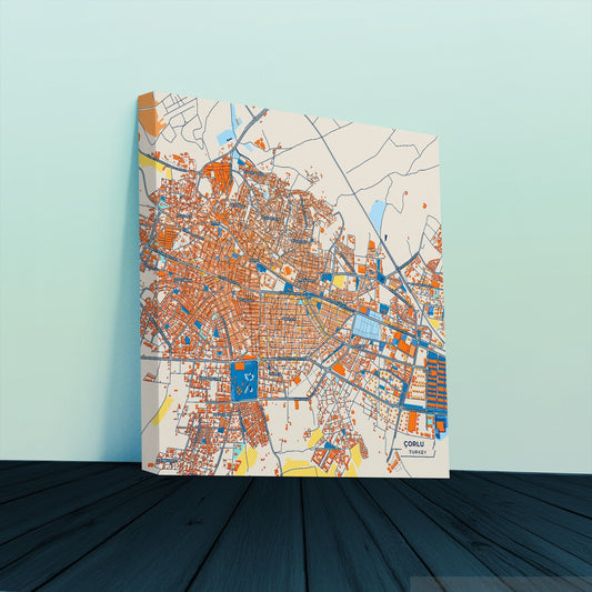 Çorlu Turkey Colorful City Map Canvas Print