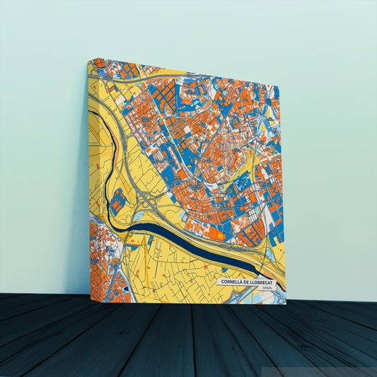 Cornellà De Llobregat Spain Colorful City Map Canvas Print