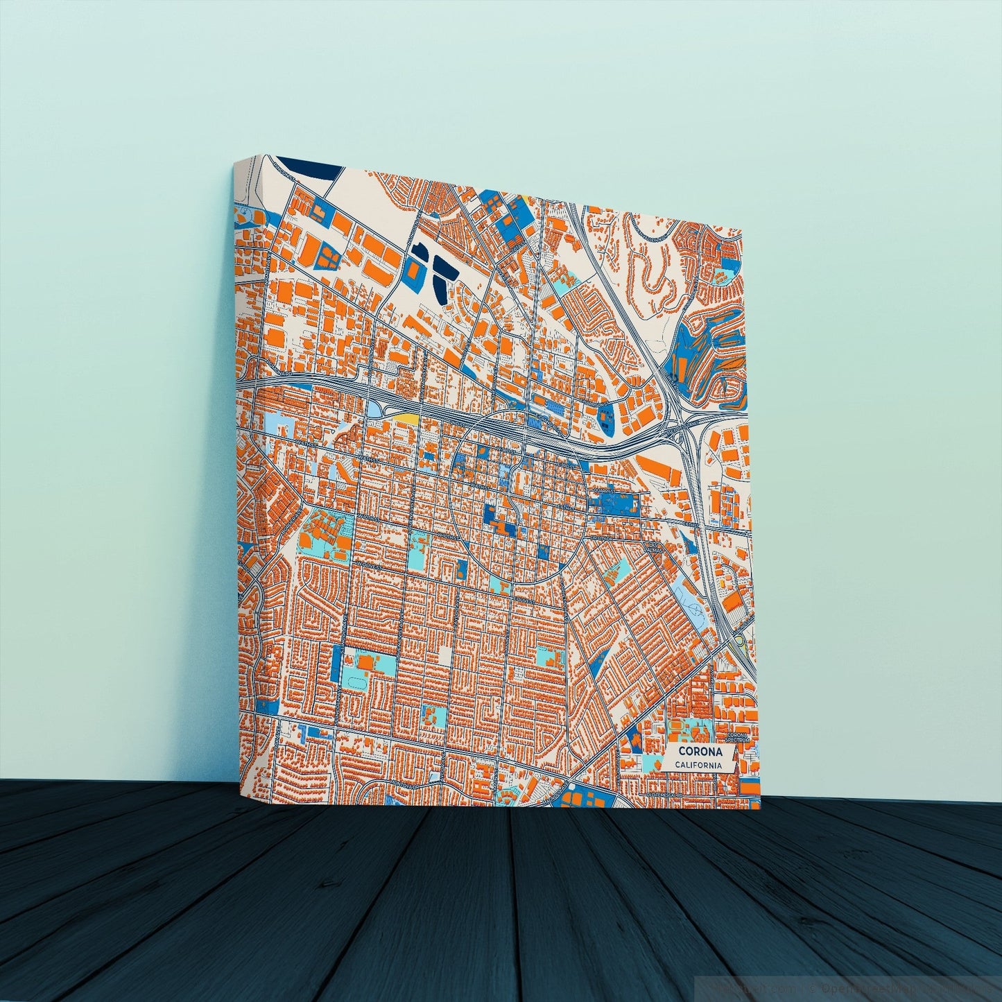 Corona California Colorful City Map Canvas Print