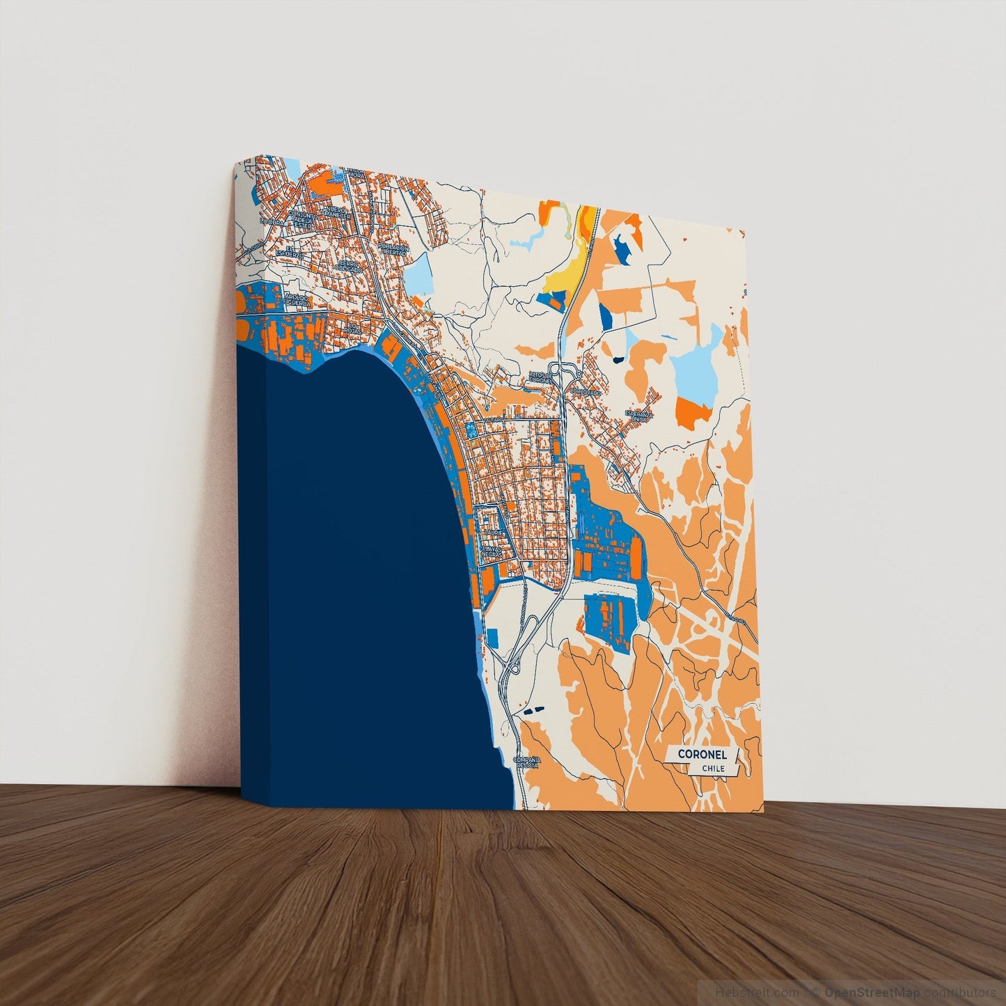 Coronel Chile Colorful City Map Canvas Print