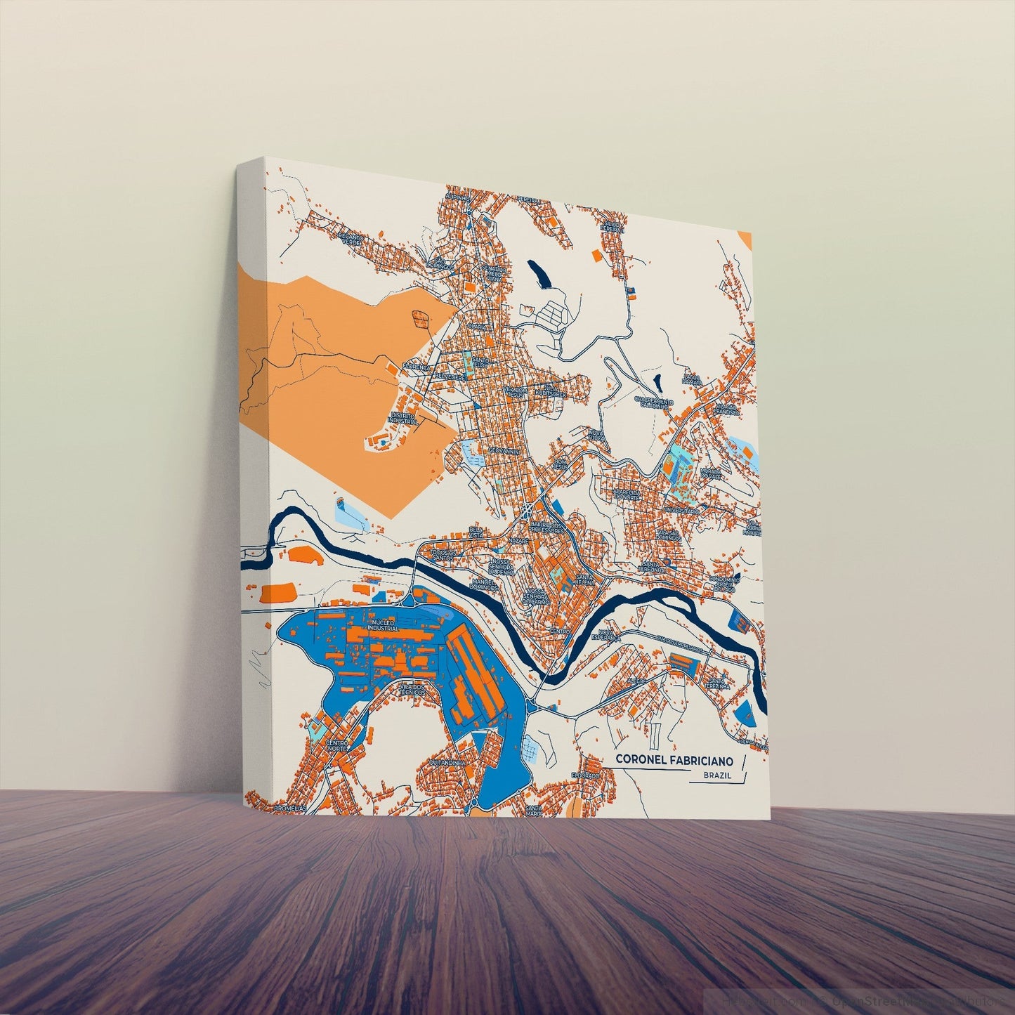 Coronel Fabriciano Brazil Colorful City Map Canvas Print