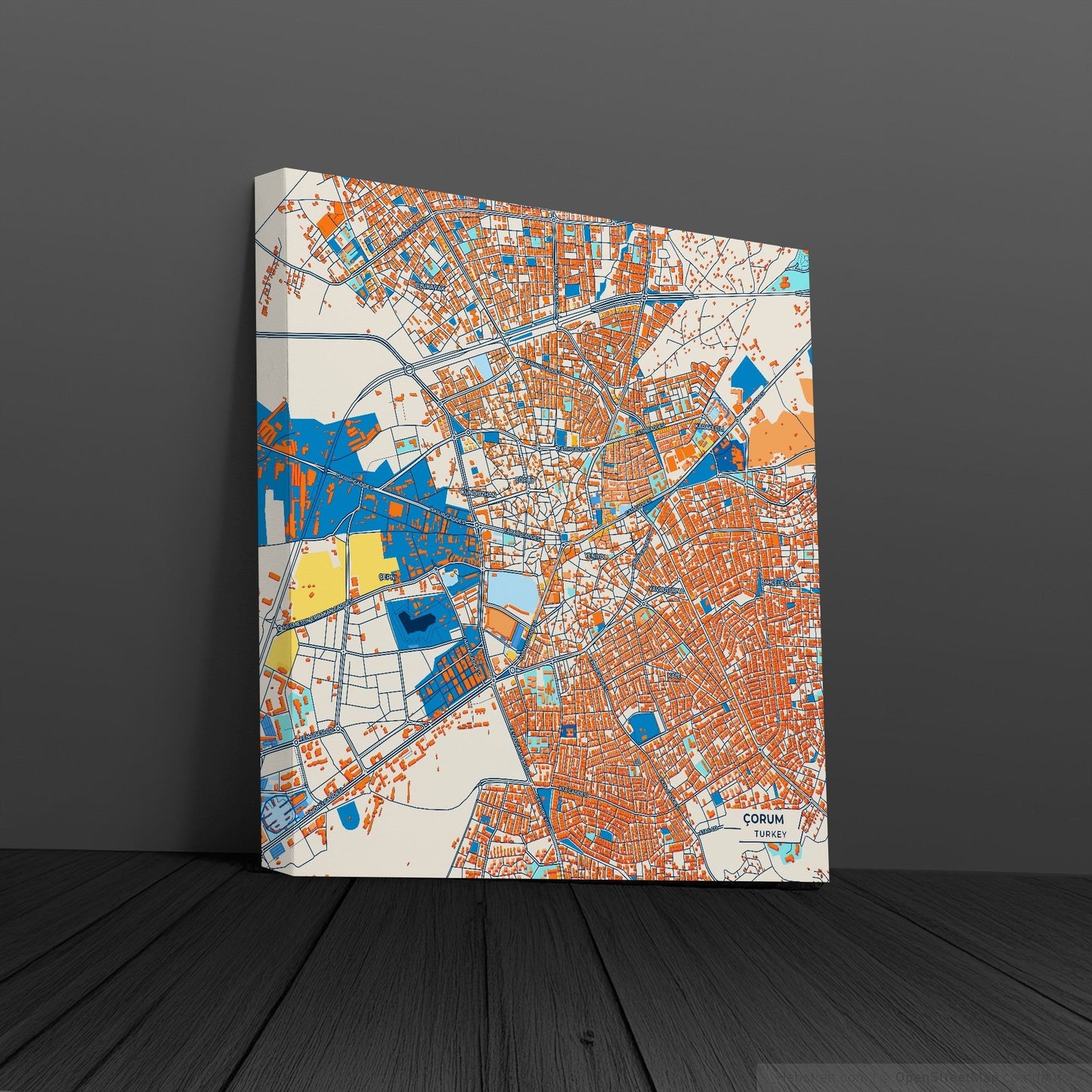 Çorum Turkey Colorful City Map Canvas Print
