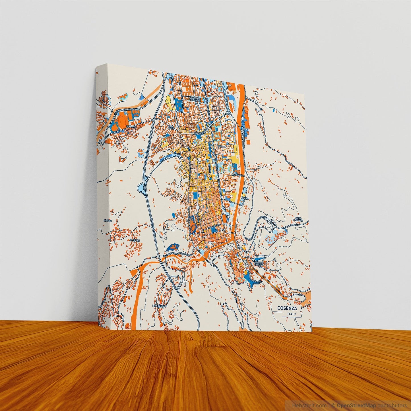 Cosenza Italy Colorful City Map Canvas Print