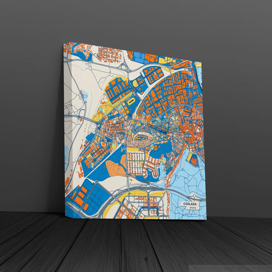 Coslada Spain Colorful City Map Canvas Print