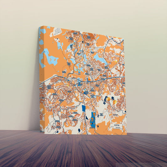 Cotia Brazil Colorful City Map Canvas Print
