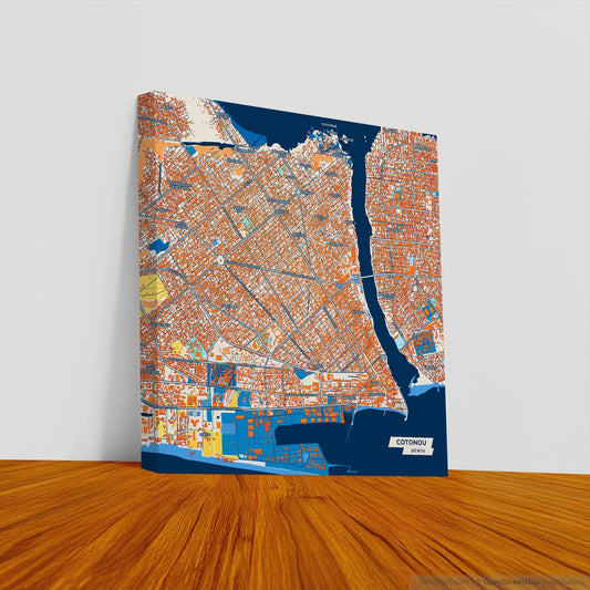 Cotonou Benin Colorful City Map Canvas Print