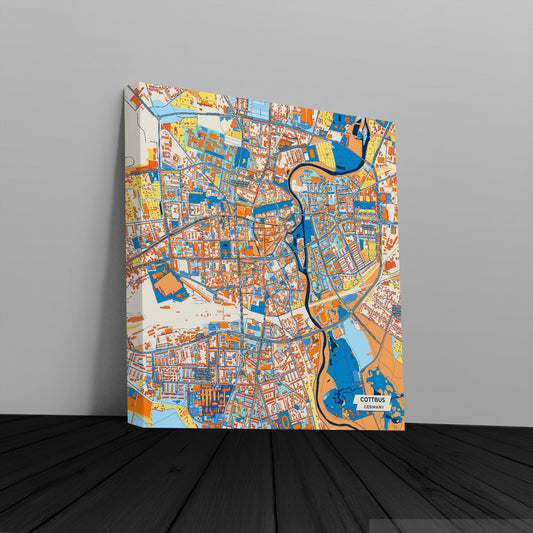 Cottbus Germany Colorful City Map Canvas Print