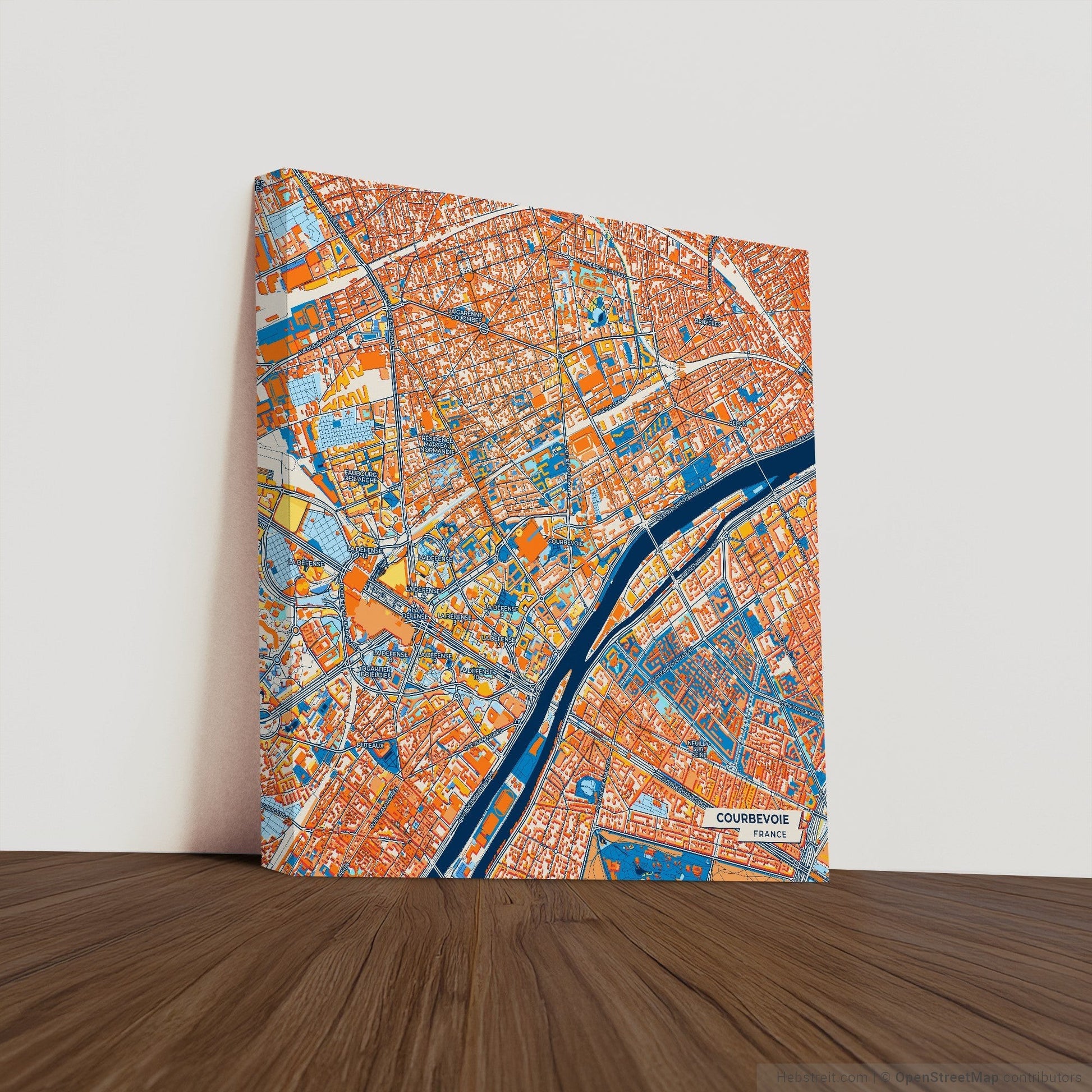 Courbevoie France Colorful City Map Canvas Print