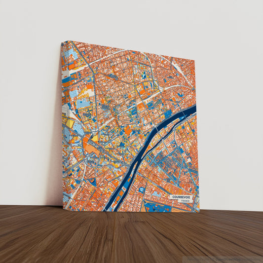 Courbevoie France Colorful City Map Canvas Print