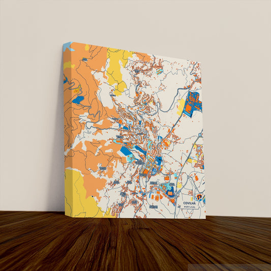 Covilhã Portugal Colorful City Map Canvas Print
