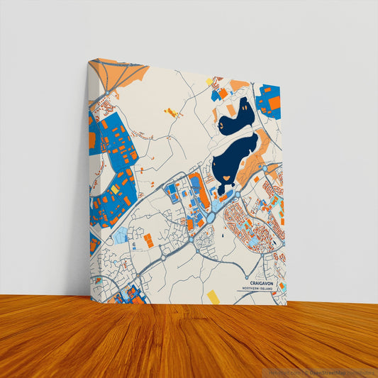 Craigavon Northern Ireland Colorful City Map Canvas Print