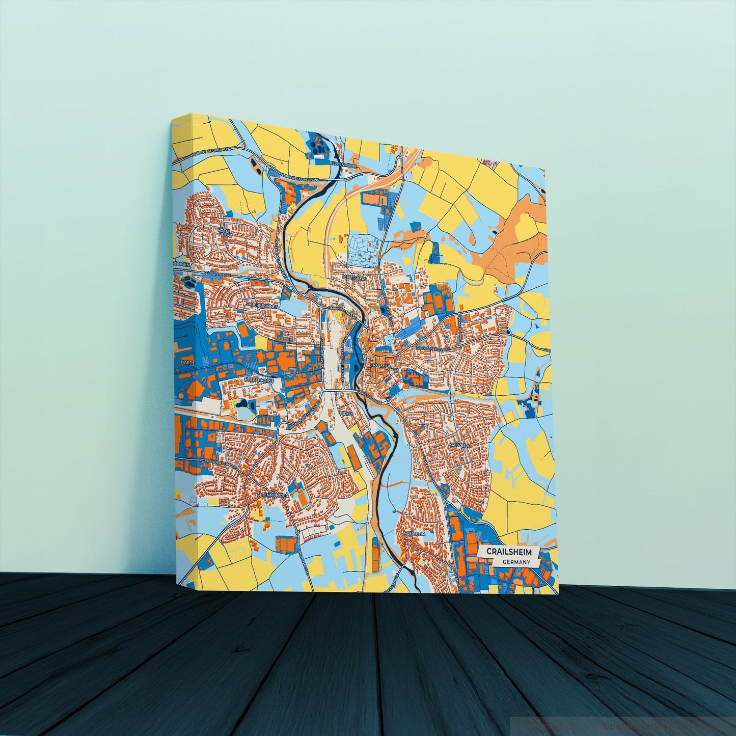 Crailsheim Germany Colorful City Map Canvas Print