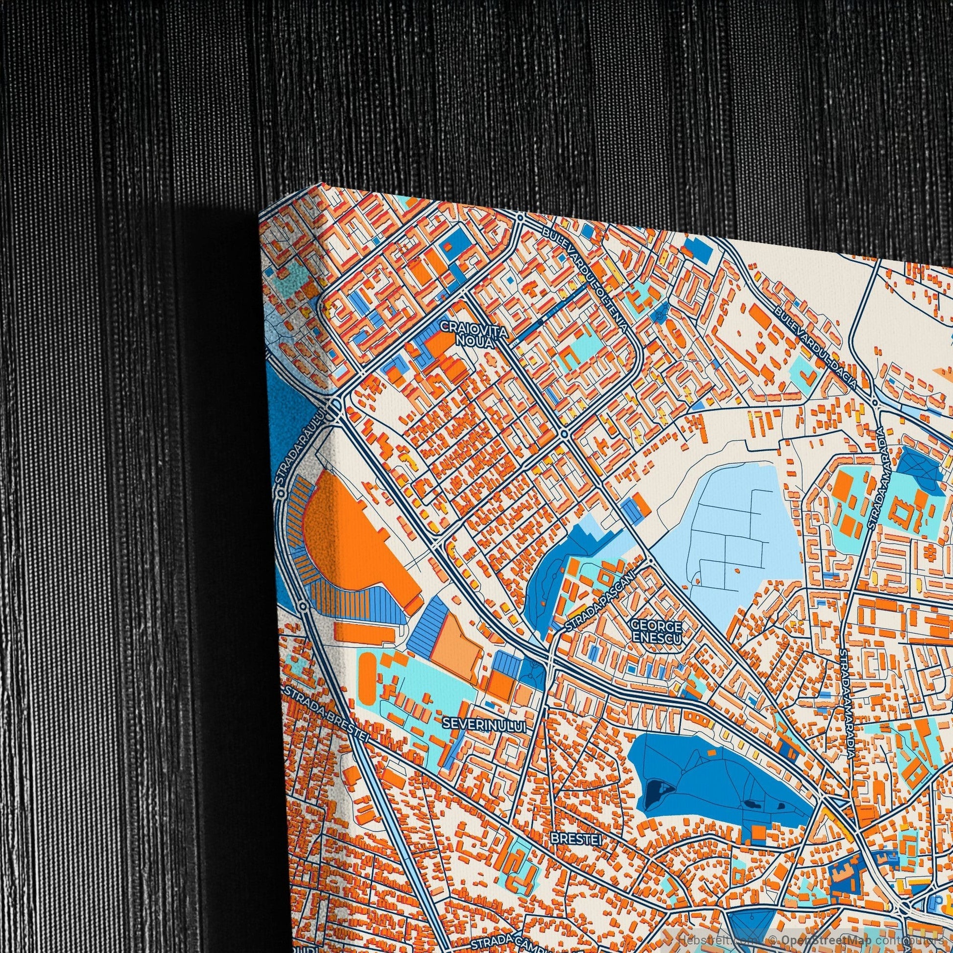Craiova Romania Colorful City Map Canvas Print Detail