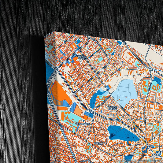 Craiova Romania Colorful City Map Canvas Print Detail