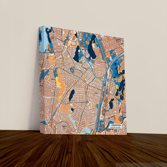Cranston Rhode Island Colorful City Map Canvas Print