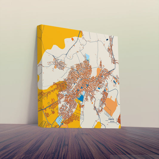 Crato Brazil Colorful City Map Canvas Print