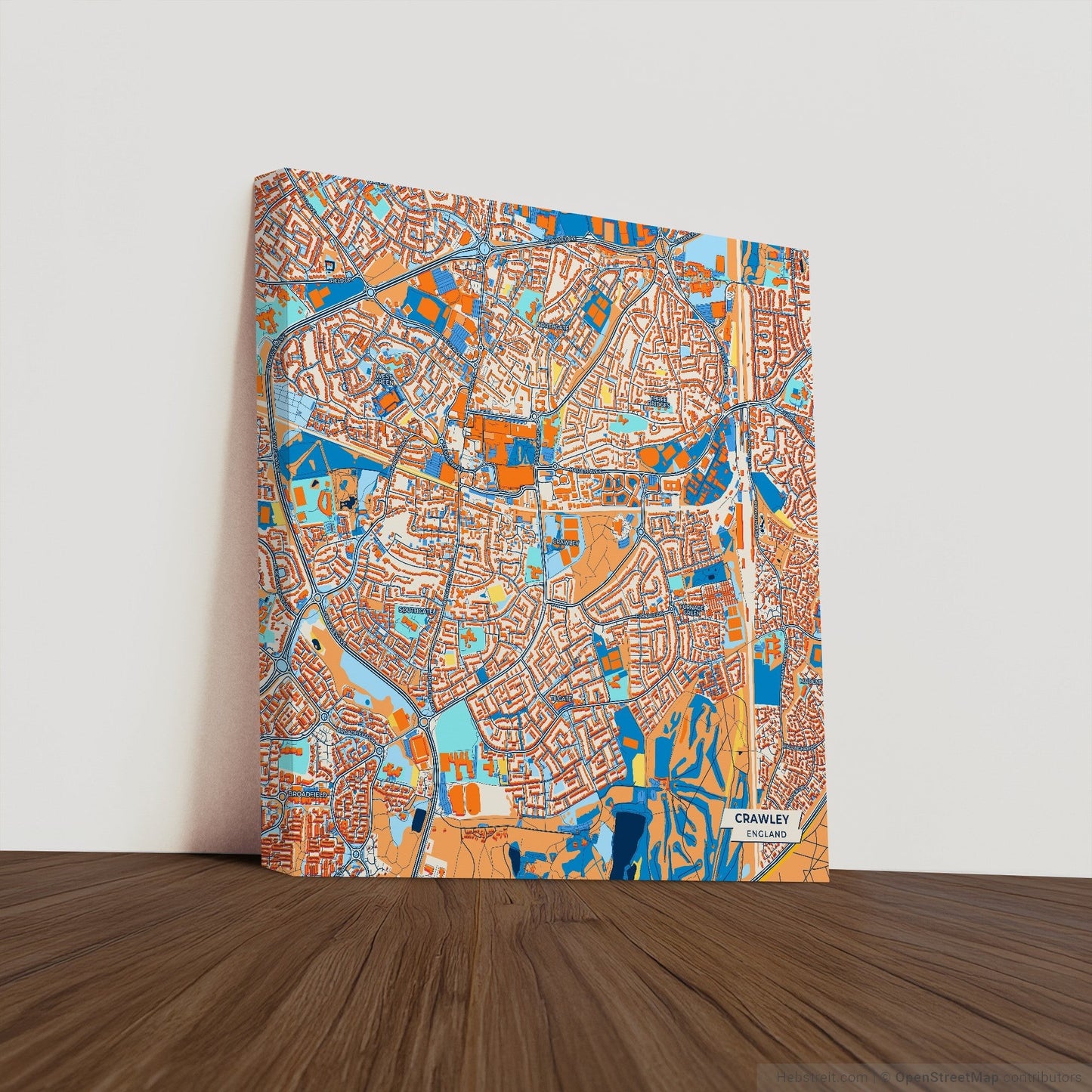 Crawley England Colorful City Map Canvas Print