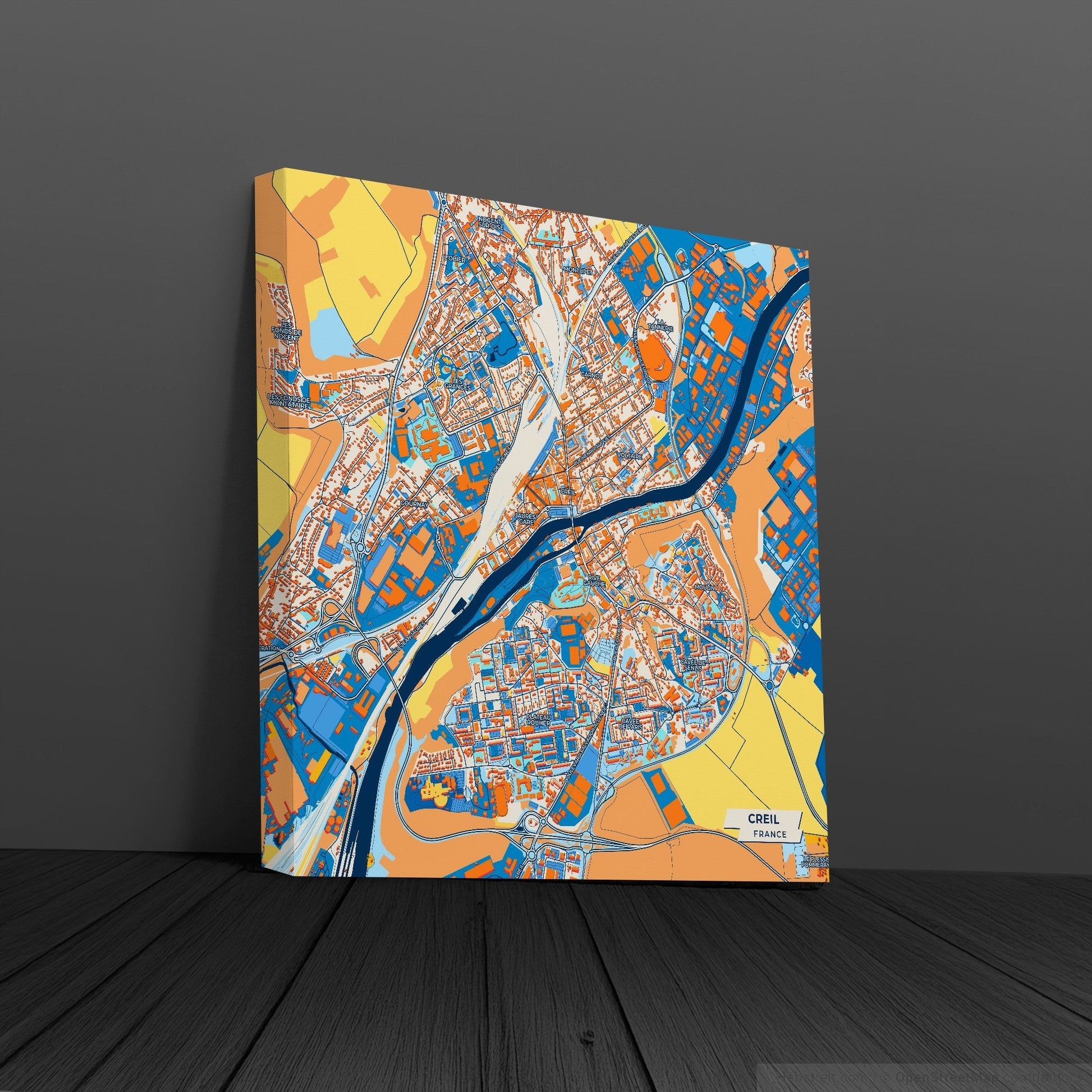 Creil France Colorful City Map Canvas Print