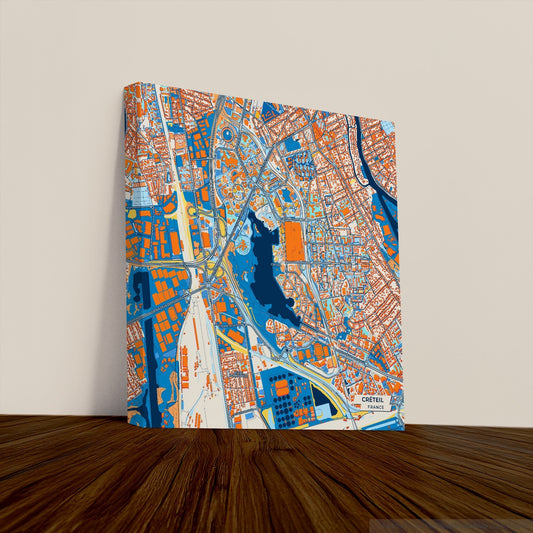 Créteil France Colorful City Map Canvas Print