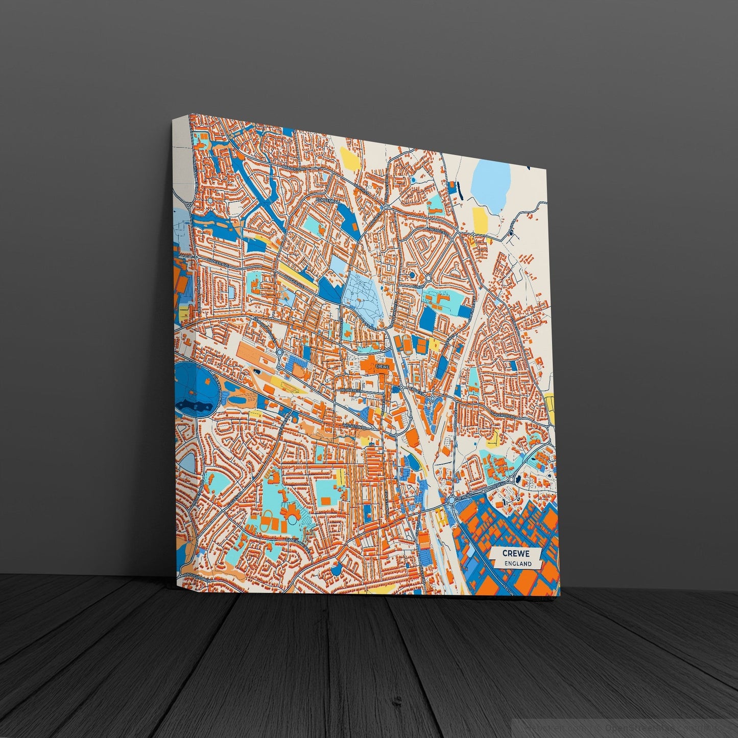 Crewe England Colorful City Map Canvas Print