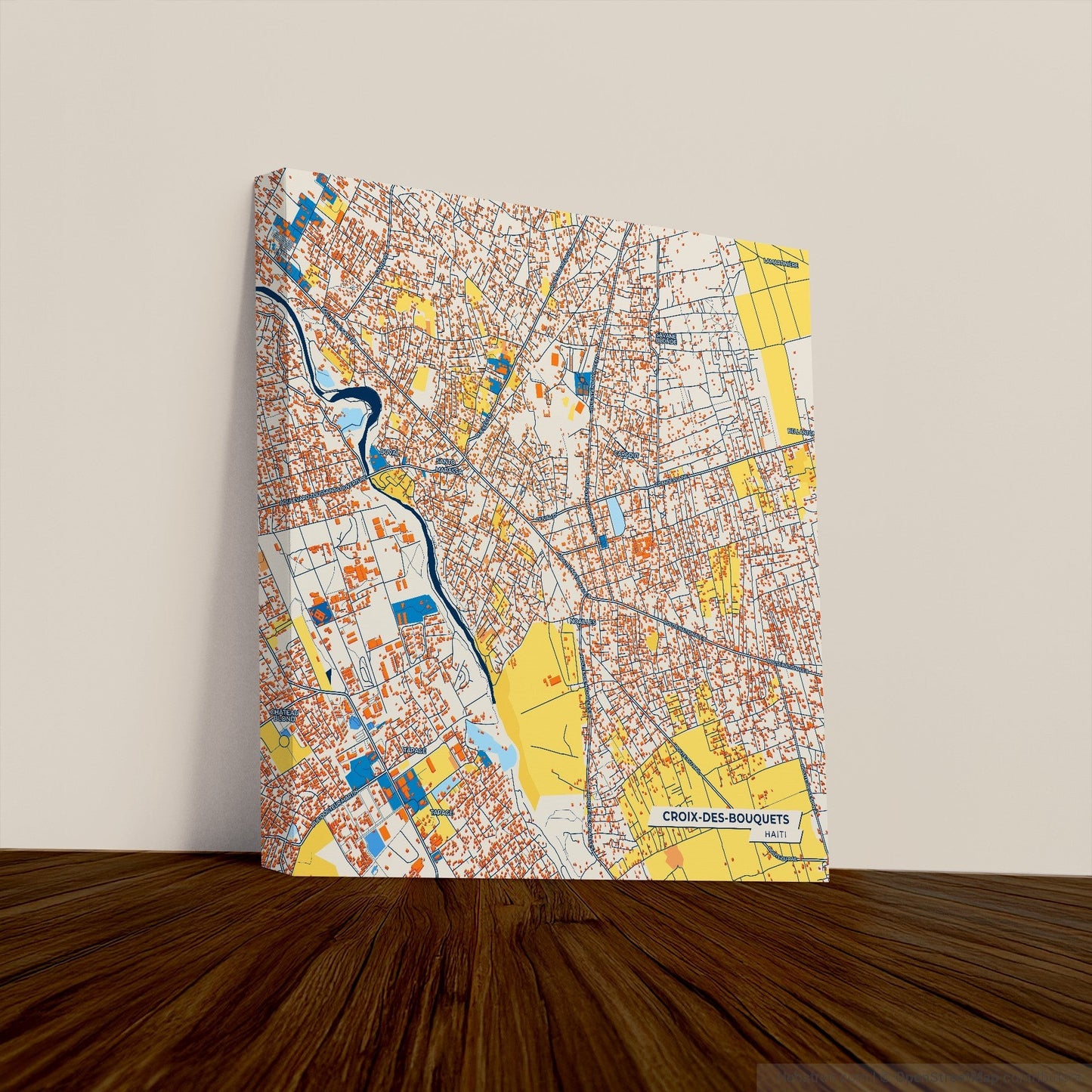 Croix-Des-Bouquets Haiti Colorful City Map Canvas Print