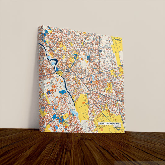 Croix-Des-Bouquets Haiti Colorful City Map Canvas Print
