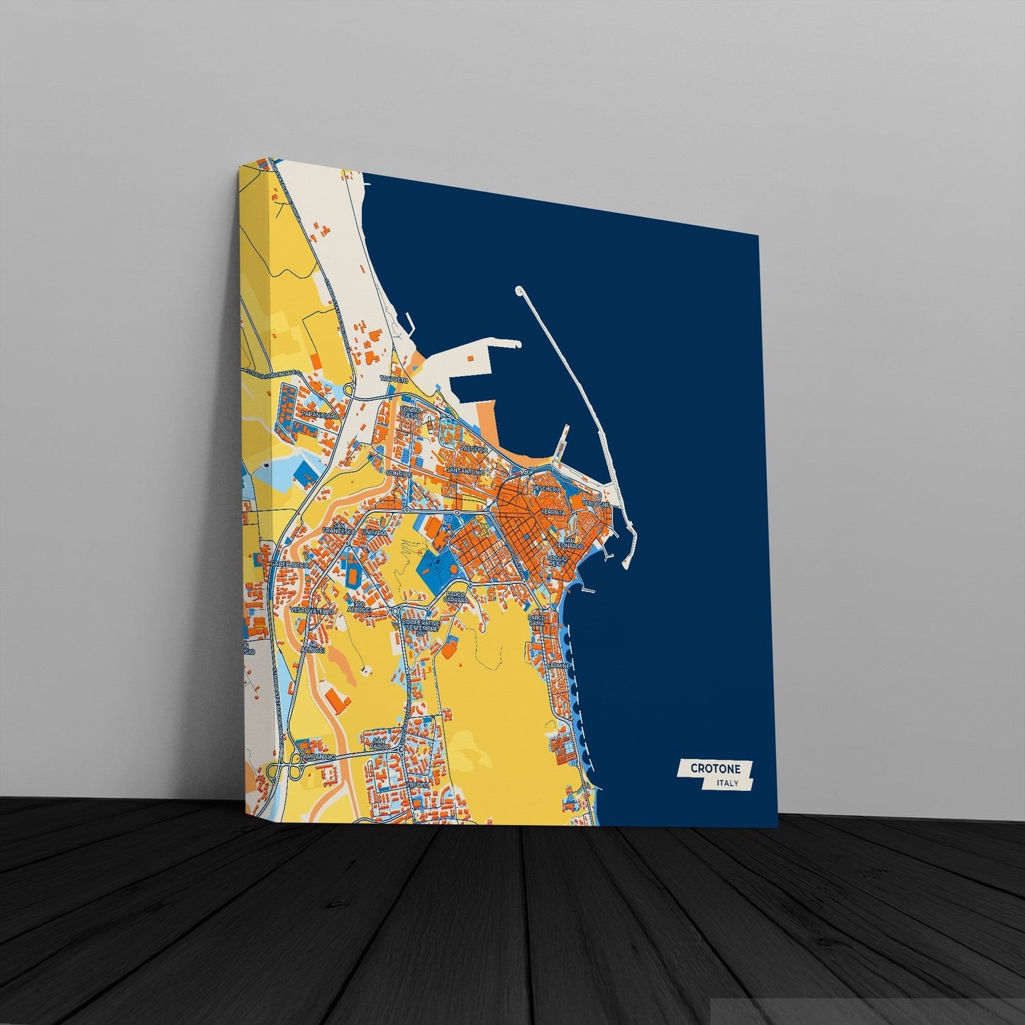 Crotone Italy Colorful City Map Canvas Print