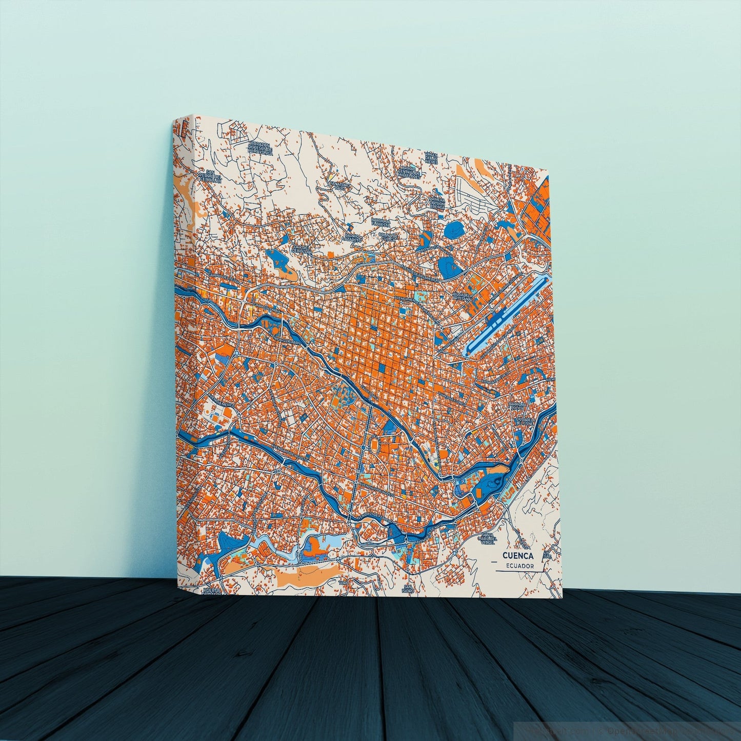 Cuenca Ecuador Colorful City Map Canvas Print