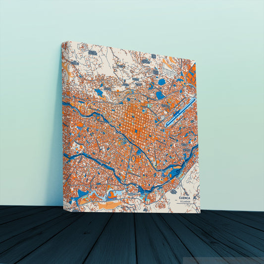 Cuenca Ecuador Colorful City Map Canvas Print