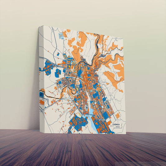 Cuenca Spain Colorful City Map Canvas Print