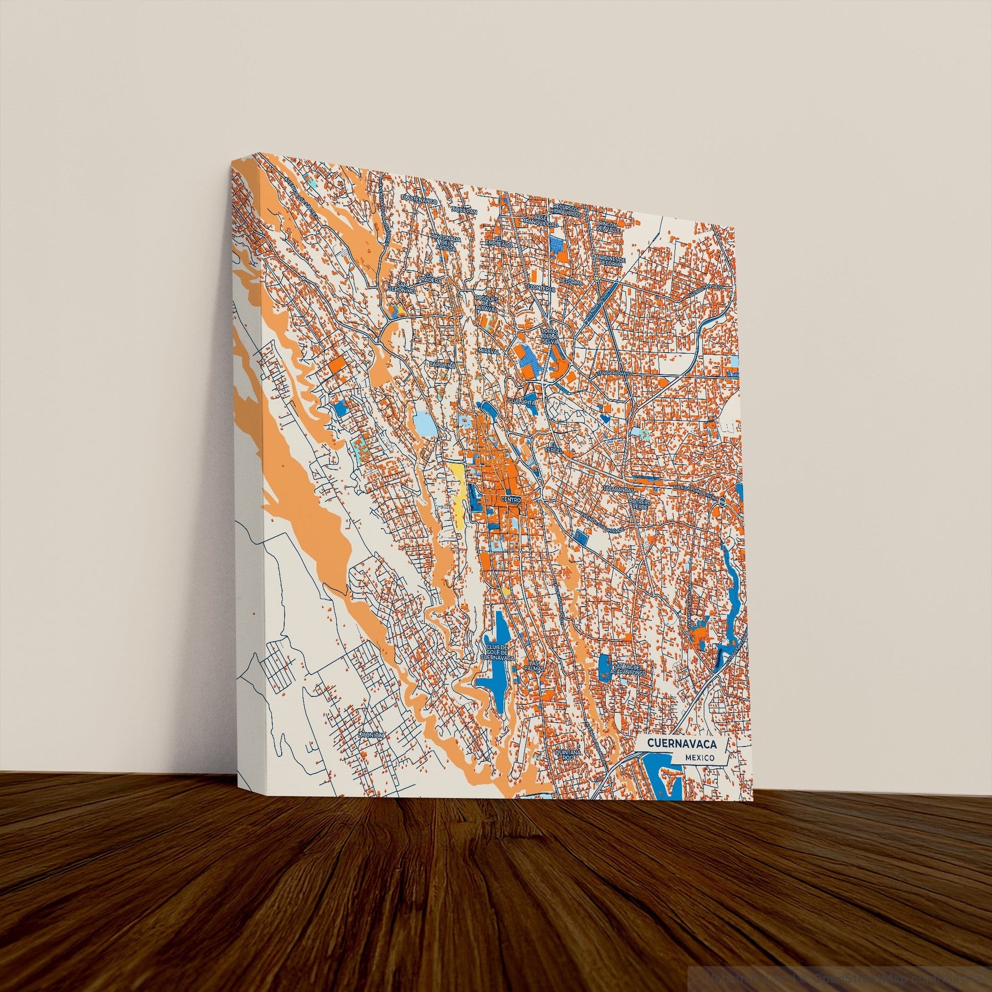 Cuernavaca Mexico Colorful City Map Canvas Print