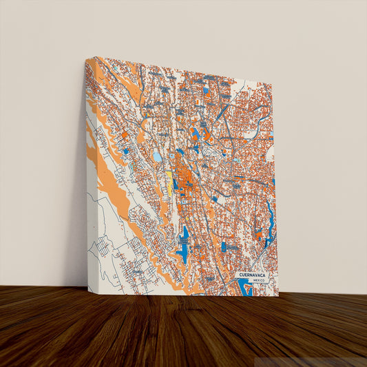 Cuernavaca Mexico Colorful City Map Canvas Print