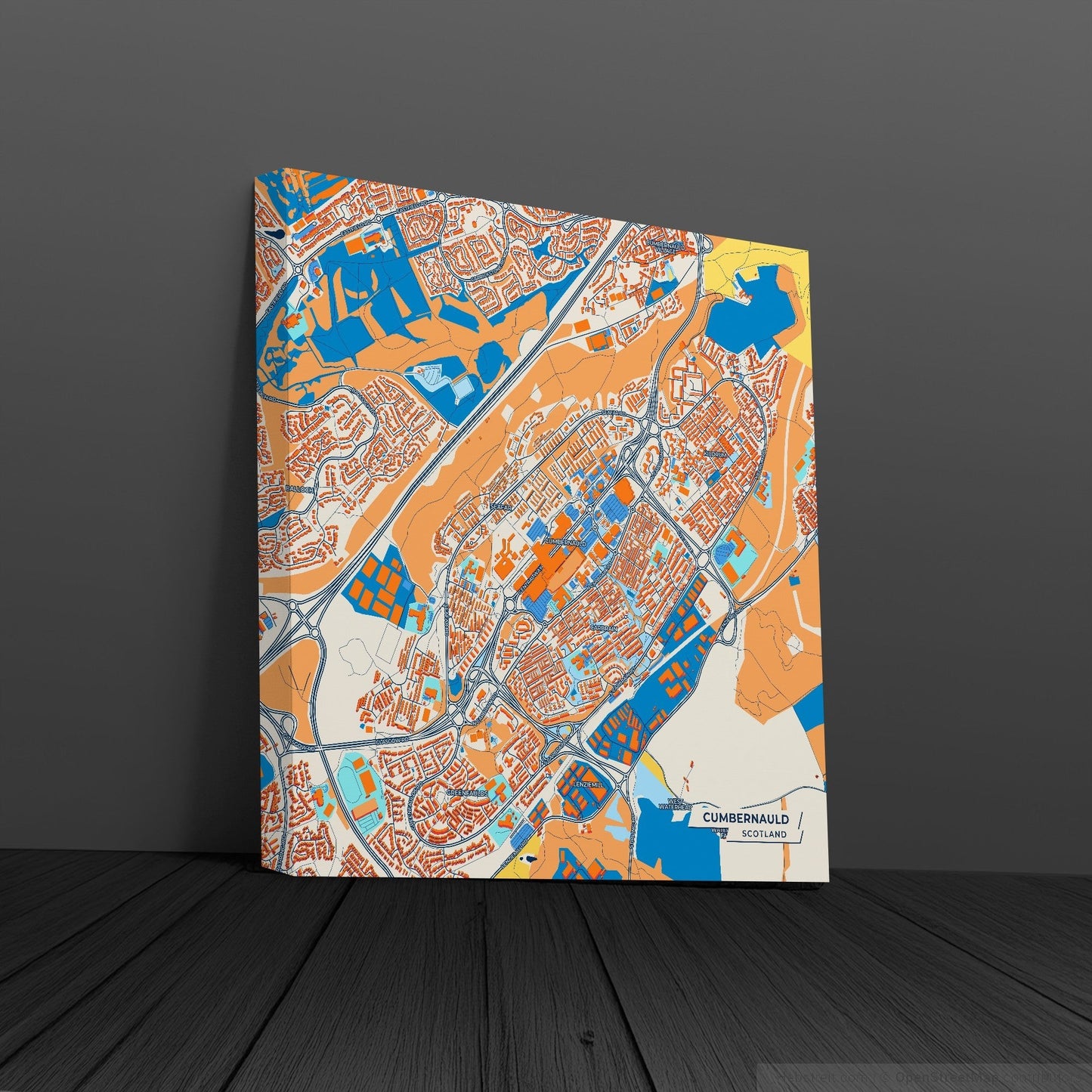 Cumbernauld Scotland Colorful City Map Canvas Print
